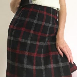 Wool Plaid School Girl Skirt Women's Xs-S